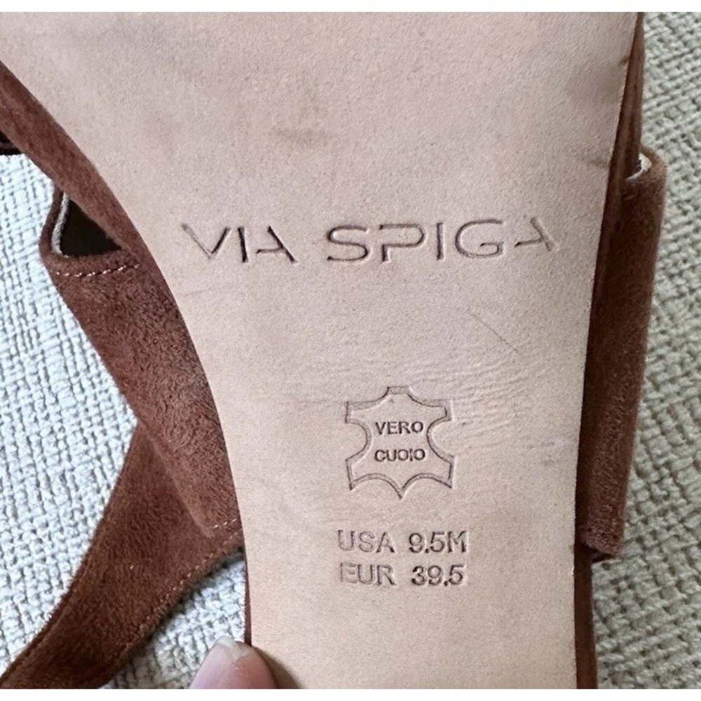 VIA SPIGA Suede Platform CrossStrap Sling Back Sandal Heels 9.5M Brown Y2K Shoes - Picture 11 of 16
